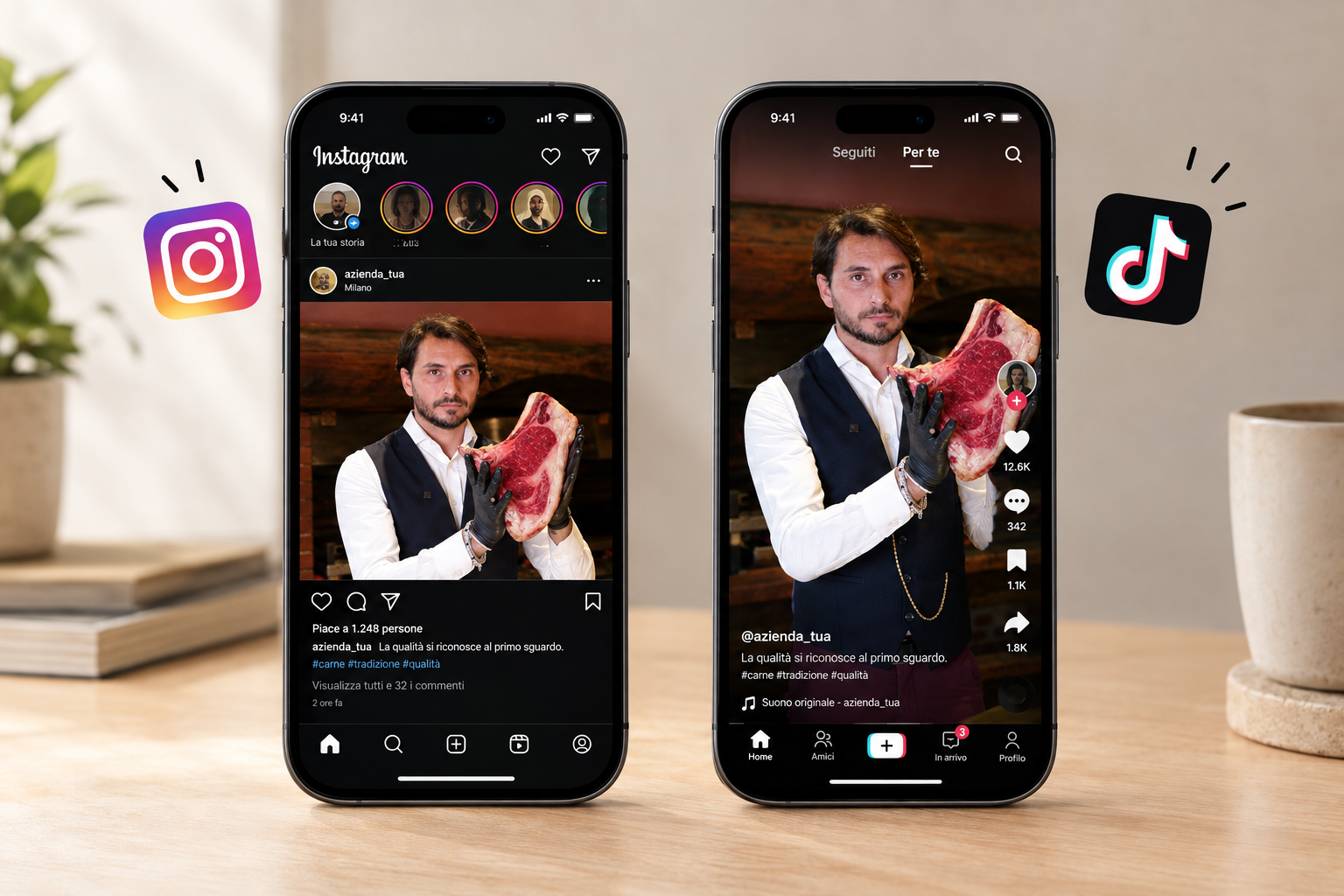due schermi a confronto instagram vs tik tok