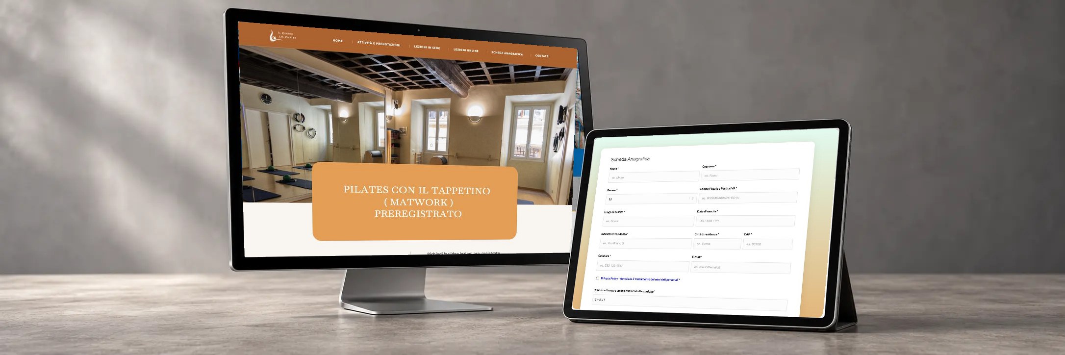 Il Centro J.H. Pilates - sito web tablet e mobile